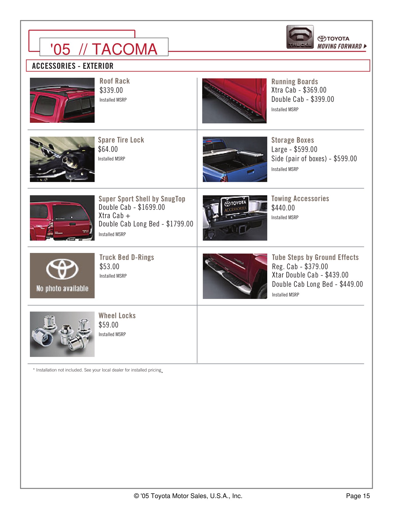 2005 Toyota Tacoma 4x4 Brochure Page 2